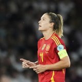La joie d'Alexia Putellas après avoir signé le 3-0. KEYSTONE/AP/Martin Meissner
